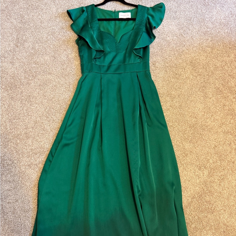 Adelyn Rae Emrald Midi Dress with Ruffles